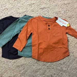 Cat & Jack Orange and Teal Long Sleeve Shirt Set of 3